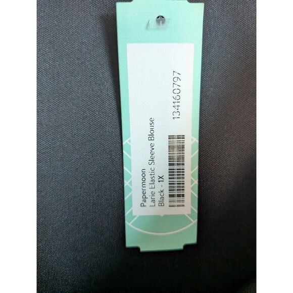 Papermoon Women's 1x Blouse Long Puff Elastic Sleeve Larie Black Floral Fix - Picture 10 of 10